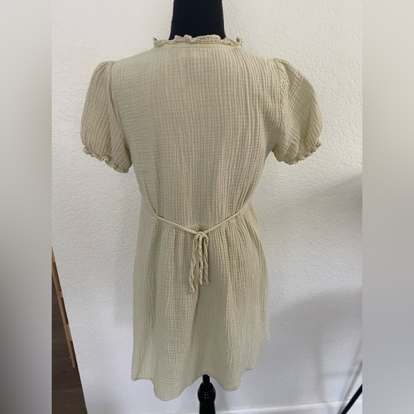 Light Green Copper Key Ruffle Mini Dress • Size Small - Picture 2 of 3
